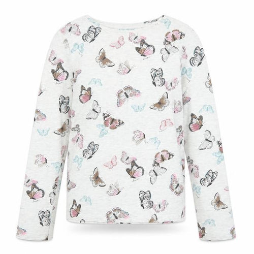 Tu Girls Ivory Butterfly Print Long Sleeve Cotton T-Shirt Size 12 Years