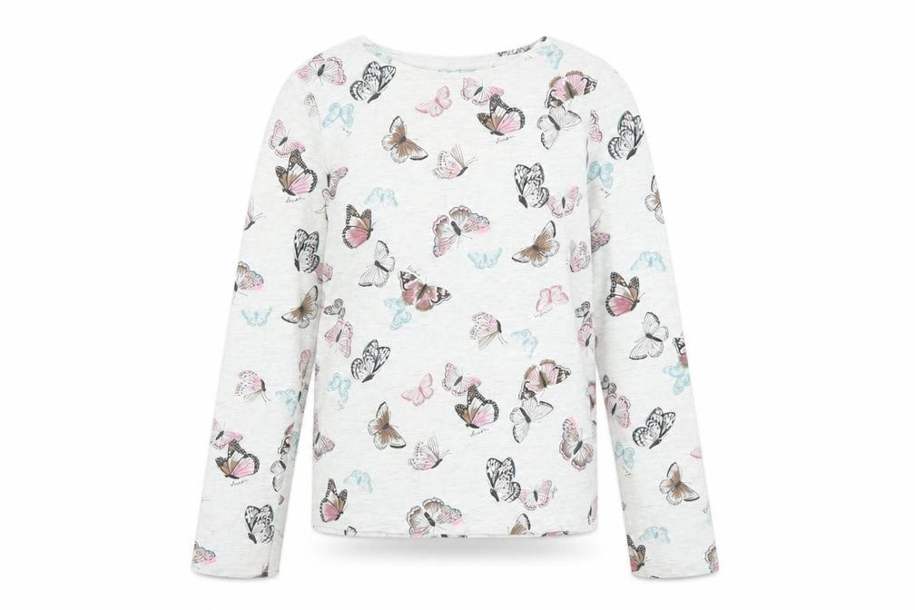 Tu Girls Ivory Butterfly Print Long Sleeve Cotton T-Shirt Size 12 Years