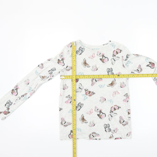 Tu Girls Ivory Butterfly Print Long Sleeve Cotton T-Shirt Size 12 Years