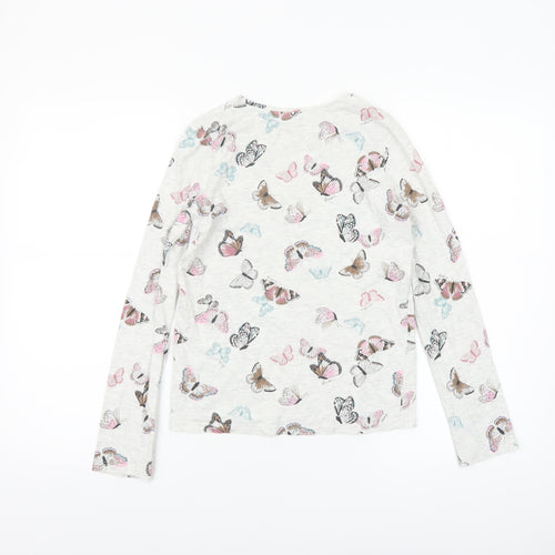 Tu Girls Ivory Butterfly Print Long Sleeve Cotton T-Shirt Size 12 Years