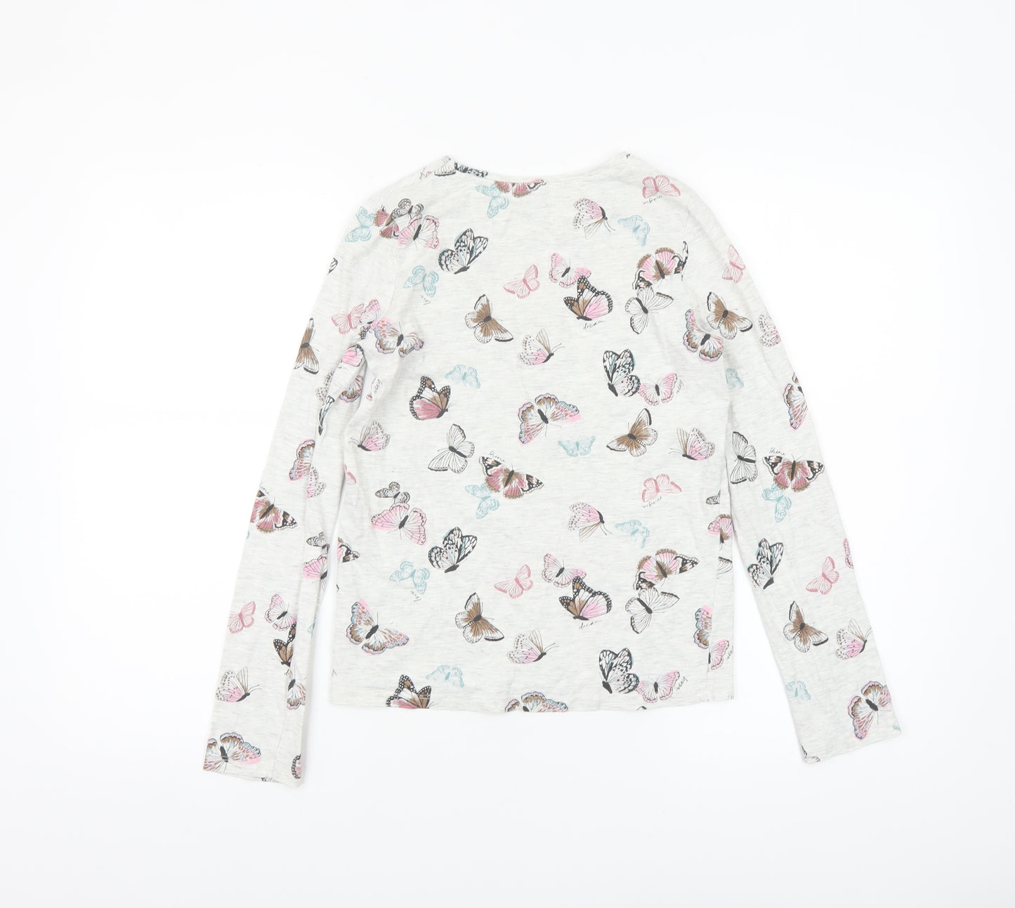 Tu Girls Ivory Butterfly Print Long Sleeve Cotton T-Shirt Size 12 Years