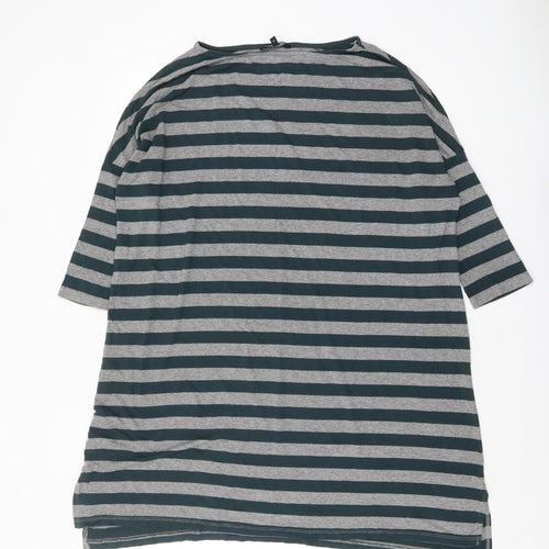 Next Women's Grey Striped 3/4 Sleeve Tunic T-Shirt Size 10