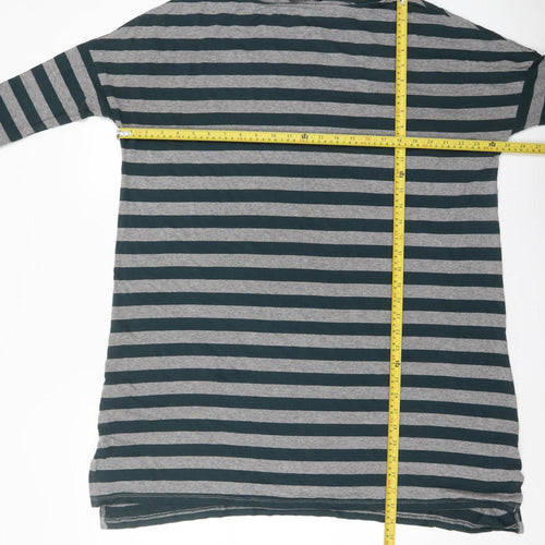 Next Women's Grey Striped 3/4 Sleeve Tunic T-Shirt Size 10