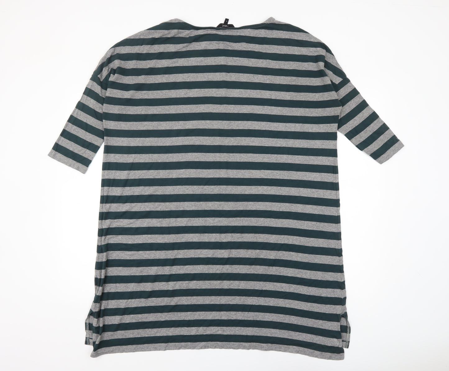 Next Women's Grey Striped 3/4 Sleeve Tunic T-Shirt Size 10