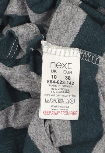 Next Women's Grey Striped 3/4 Sleeve Tunic T-Shirt Size 10