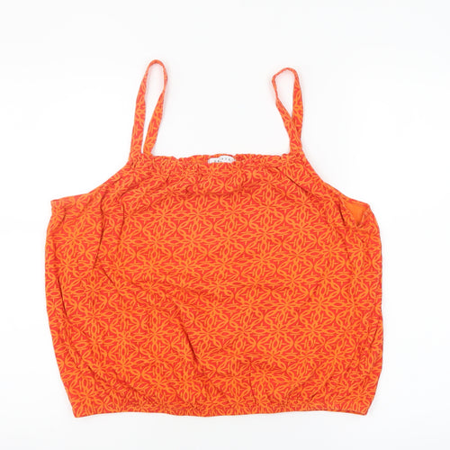 Papaya Womens Orange Cotton Geometric Camisole Tank Top Size 18