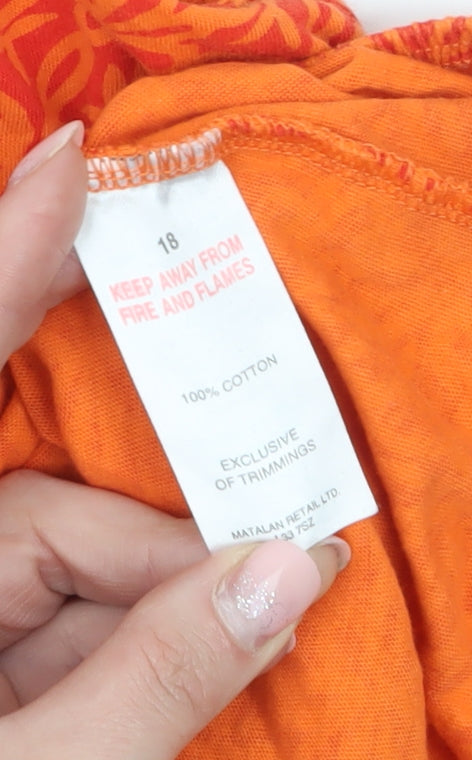 Papaya Womens Orange Cotton Geometric Camisole Tank Top Size 18