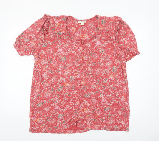 Monsoon Women’s Red Floral Cotton Tunic Blouse Size L