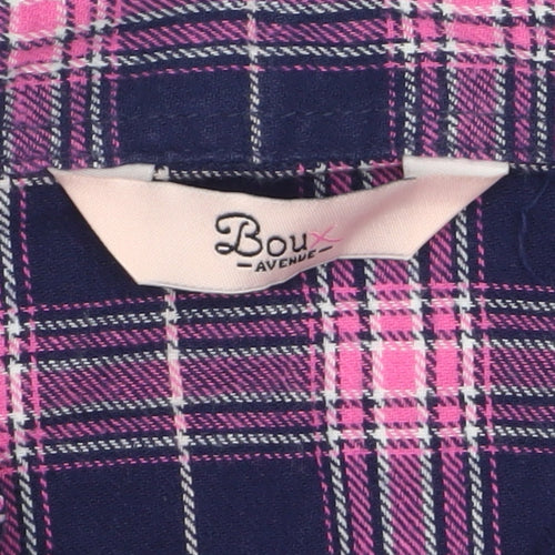 Boux Avenue Women's Pink Check Flannel Pyjama Top UK 10