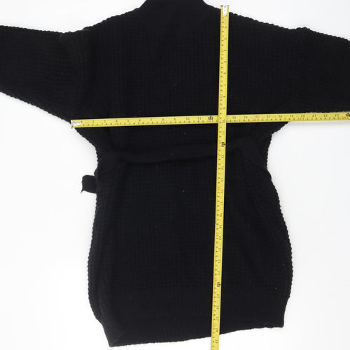 PrettyLittleThing Womens Black Chunky Knit Belted Cardigan Size S