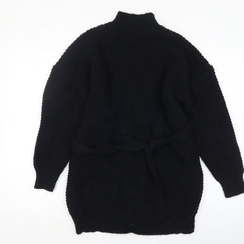 PrettyLittleThing Womens Black Chunky Knit Belted Cardigan Size S