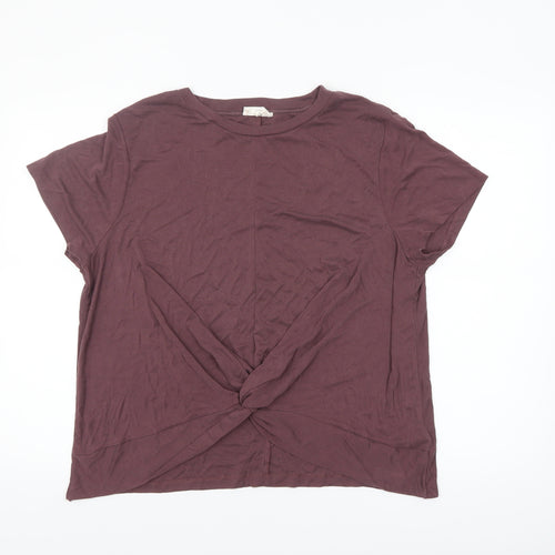 Next Women Brown Modal Blend Knot Front Short Sleeve T-Shirt Size 20