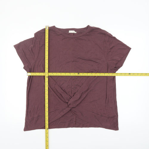 Next Women Brown Modal Blend Knot Front Short Sleeve T-Shirt Size 20