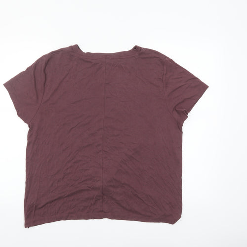 Next Women Brown Modal Blend Knot Front Short Sleeve T-Shirt Size 20