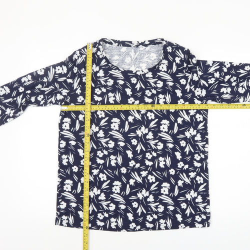 Bonmarché Women's Navy Floral Jersey 3/4 Sleeve Top Size 12