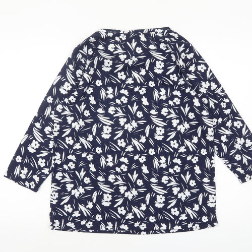Bonmarché Women's Navy Floral Jersey 3/4 Sleeve Top Size 12