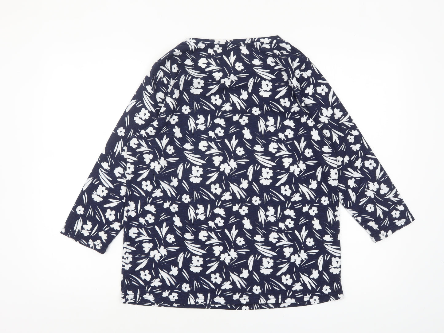 Bonmarché Women's Navy Floral Jersey 3/4 Sleeve Top Size 12