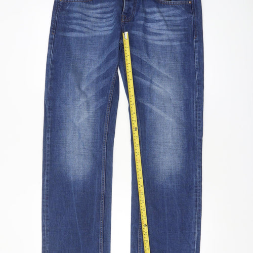Remus Uomo Men Blue 34R Straight Leg Denim Jeans