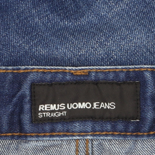 Remus Uomo Men Blue 34R Straight Leg Denim Jeans
