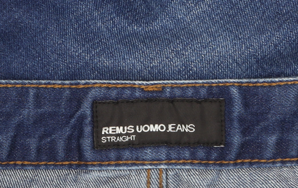 Remus Uomo Men Blue 34R Straight Leg Denim Jeans