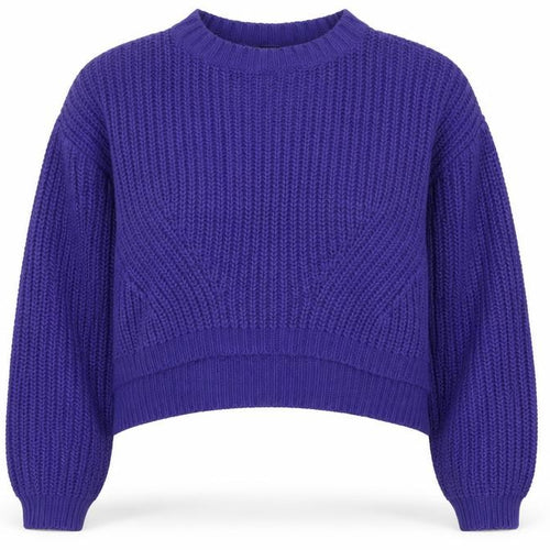 Urban Classics Women's Purple Chunky Knit Crew Neck Jumper Size M