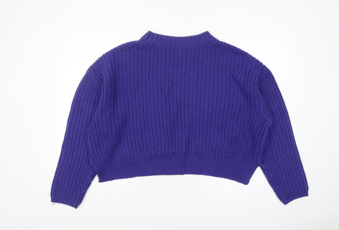 Urban Classics Women's Purple Chunky Knit Crew Neck Jumper Size M