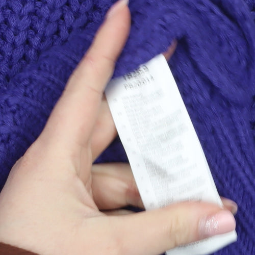 Urban Classics Women's Purple Chunky Knit Crew Neck Jumper Size M