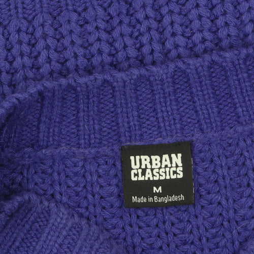 Urban Classics Women's Purple Chunky Knit Crew Neck Jumper Size M