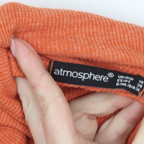 Atmosphere Women's Orange Roll Neck Jersey Top Size 14