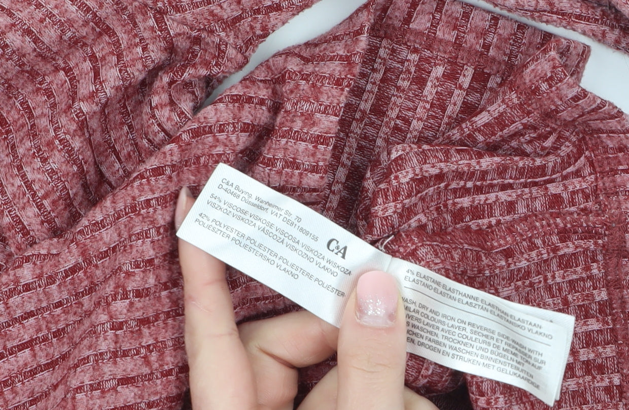 C&A Girls Pink Ribbed High Neck Long Sleeve Pullover Top Size 7 Years