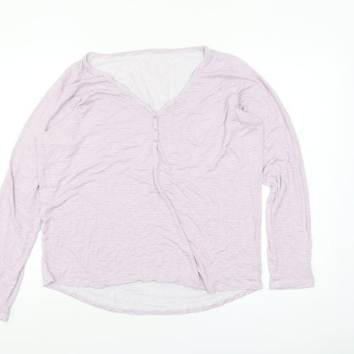 Dunnes Stores Women’s Pink Striped Long Sleeve V-Neck T-Shirt Size 14