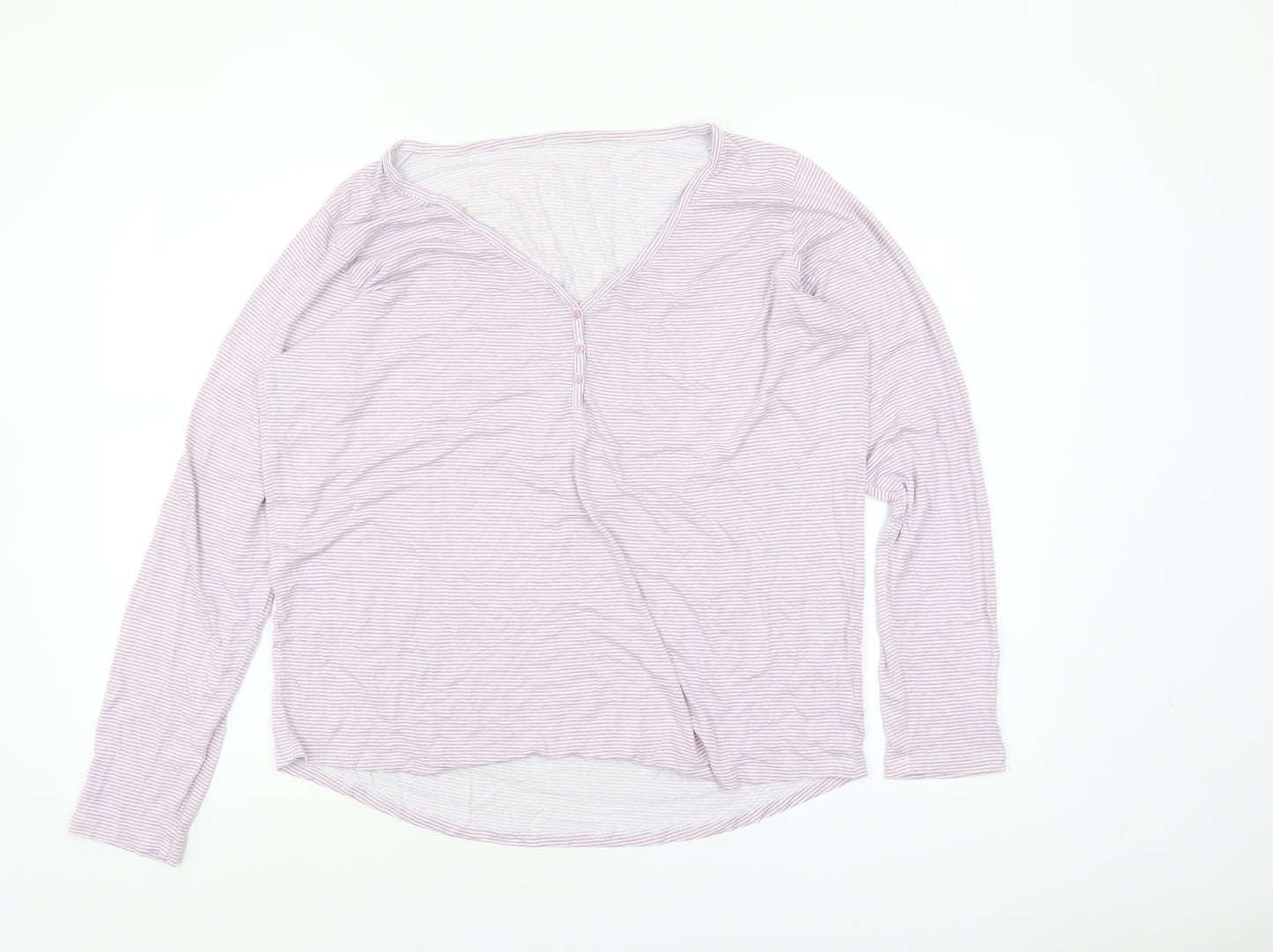 Dunnes Stores Women’s Pink Striped Long Sleeve V-Neck T-Shirt Size 14