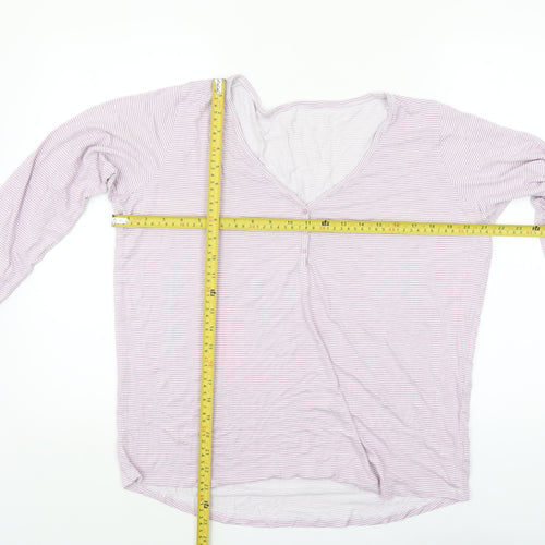 Dunnes Stores Women’s Pink Striped Long Sleeve V-Neck T-Shirt Size 14