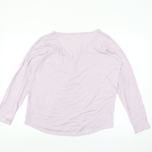 Dunnes Stores Women’s Pink Striped Long Sleeve V-Neck T-Shirt Size 14