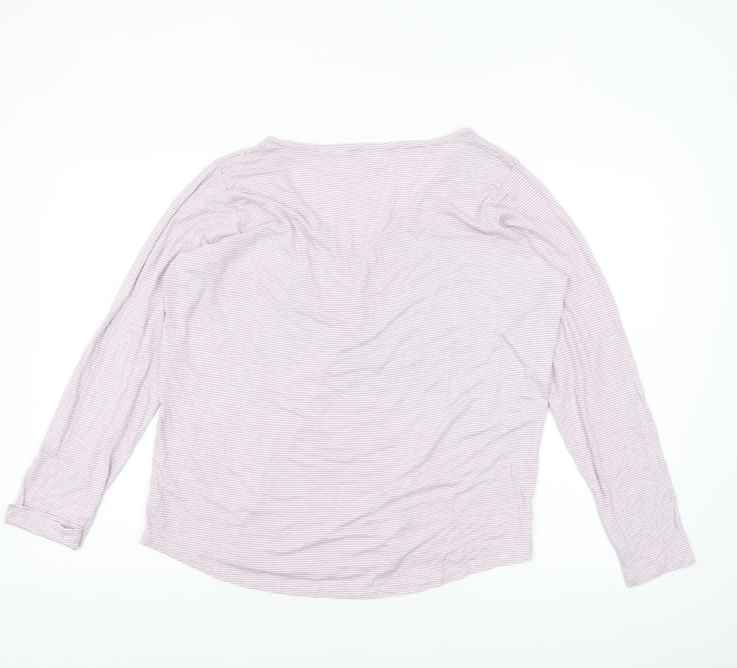 Dunnes Stores Women’s Pink Striped Long Sleeve V-Neck T-Shirt Size 14