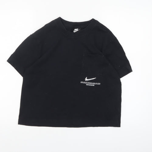 Nike Women's Black Cotton Relaxed Fit Short Sleeve T-Shirt S