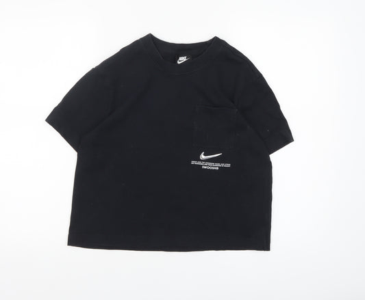Nike Women's Black Cotton Relaxed Fit Short Sleeve T-Shirt S