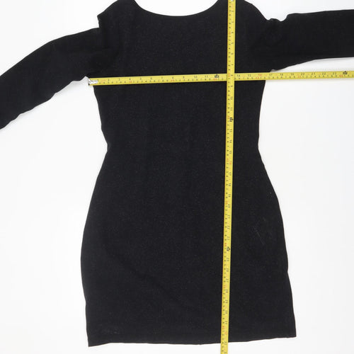 Superdry Womens Black Long Sleeve Bodycon Dress Size L
