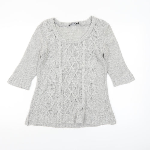 Dorothy Perkins Women’s Grey Cable-Knit Pullover Jumper Size 8