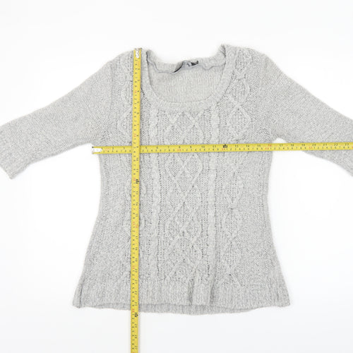 Dorothy Perkins Women’s Grey Cable-Knit Pullover Jumper Size 8