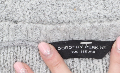 Dorothy Perkins Women’s Grey Cable-Knit Pullover Jumper Size 8