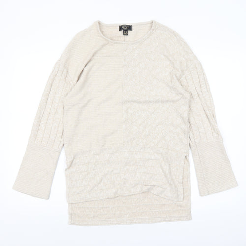 Lipsy Women Beige Knit Crew Neck Long Sleeve Pullover Jumper Size 10