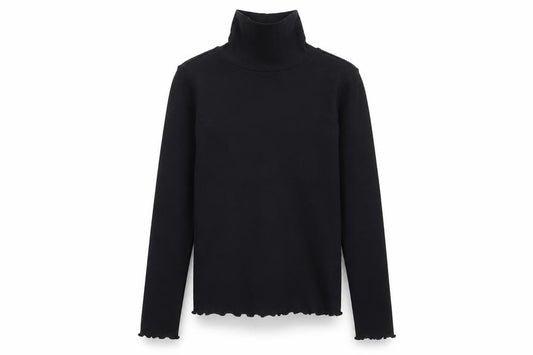Marks and Spencer Girls Black Roll Neck Long Sleeve Cotton Top 10-11 Years