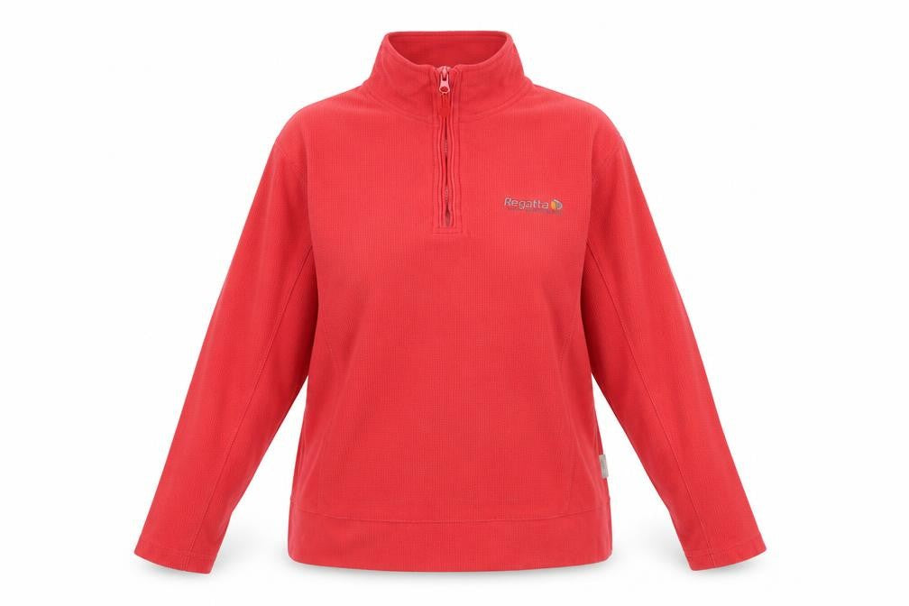 Front view of Regatta Women’s Red Fleece 1/4 Zip Pullover Sweatshirt, size UK 16, XL