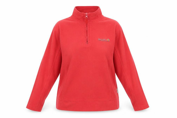 Front view of Regatta Women’s Red Fleece 1/4 Zip Pullover Sweatshirt, size UK 16, XL
