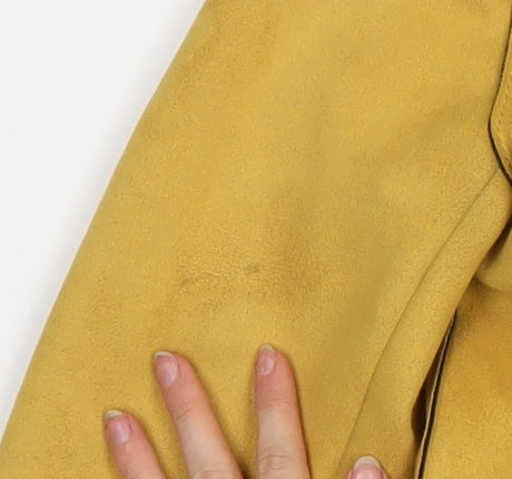 Zara Basic Women Yellow Faux Suede Biker Jacket Size L Polyester Outerwear