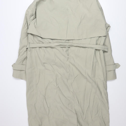 Dunnes Women Green Long Trench Coat Belted L Size Classic Style