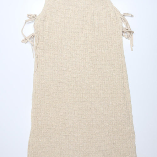 Marks and Spencer Women Beige Knit Sleeveless Midi Shift Dress L