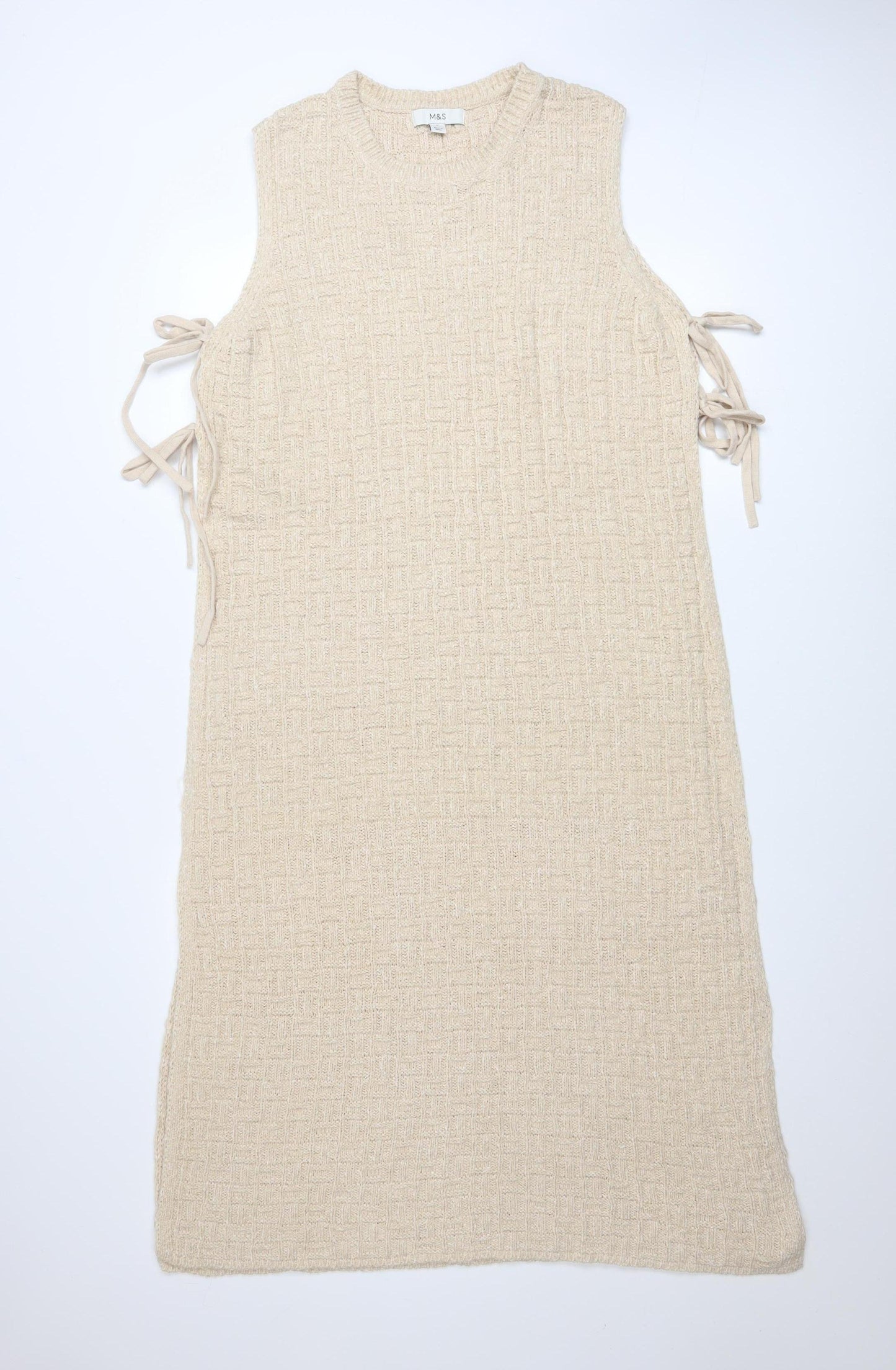 Marks and Spencer Women Beige Knit Sleeveless Midi Shift Dress L