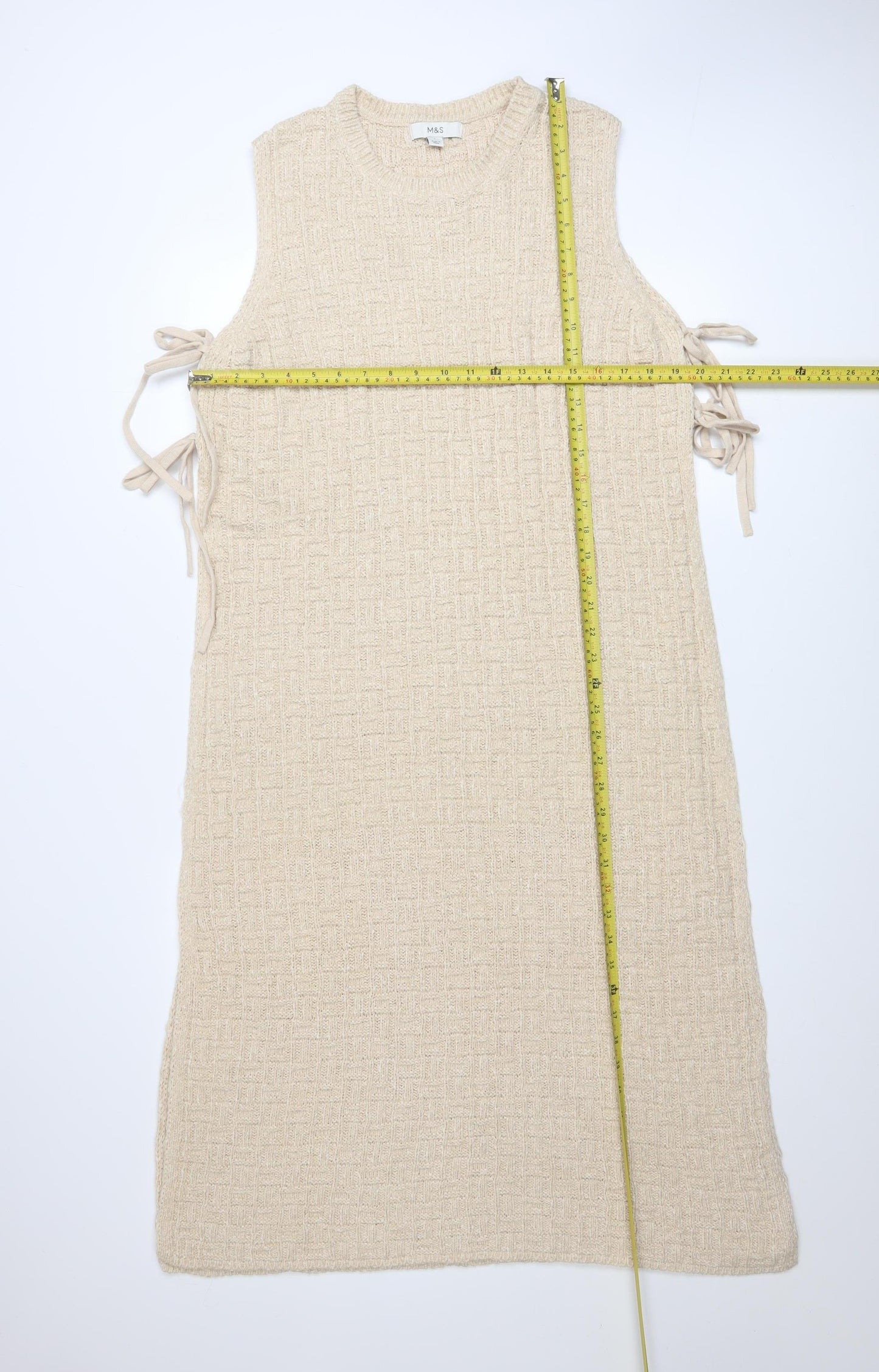 Marks and Spencer Women Beige Knit Sleeveless Midi Shift Dress L